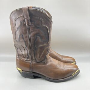 Laredo Atlas Western Boots Men Size 12 D Brown Leather Gold Plated Cowboy Shoes